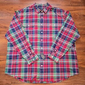 Polo Ralph Lauren Men's Classic Fit Plaid Oxford Shirt Red/Green Size 4XLT